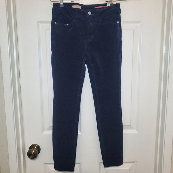 Anthropologie Pilcro Pants Womens Sz 25 Corduroy Dark Blue Skinny Leg High Rise - Picture 1 of 9
